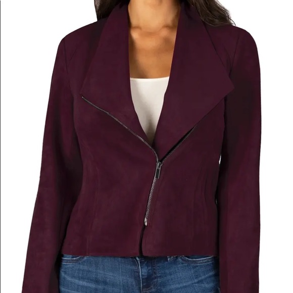 Nwt Carina Faux Suede Drape Moto Jacket 